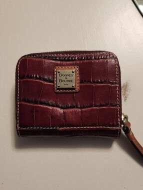 Dooney & Bourke Croc-Embossed Leather Compact Wallet - Bordeaux EUC